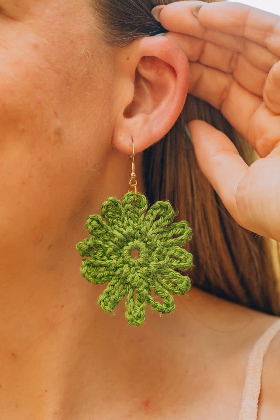 Pendientes de ganchillo verde